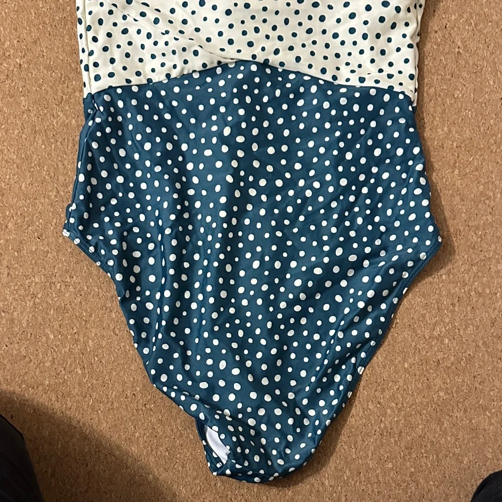 Summersalt Polka Dot One Piece Swimsuit - Navy and Cream - Picture 4 of 4